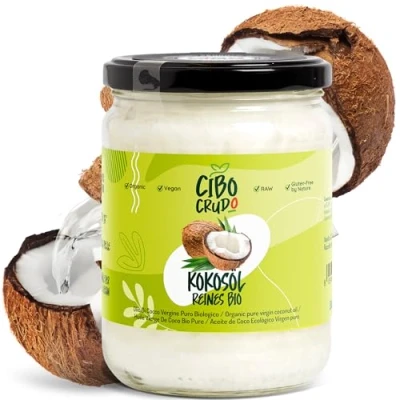 Abbildung von Bio Kokosöl Nativ und Kaltgepresst 500ml. Flüssig für Haare Haut Backen oder Kosmetik. Virgin Organic Coconut Oil for Hair.