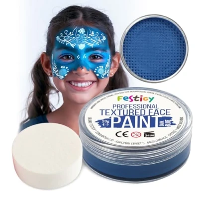 Abbildung von Festicy Profi Theaterschminke Dunkelblau, 20g, inkl. Schwamm Halloween Schminke 2024 &amp; Karneval EN 71 3 Reach Zertifiziert Kinderschminke für mindestens 30 Gesichter I Tiefseemonster