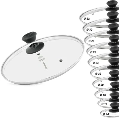Abbildung von 4BIG.fun Topfdeckel Glasdeckel Ø32 cm Pfannendeckel Universaldeckel, (hitzebeständiger Deckel mit Griff aus Kunststoff)