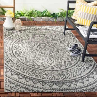 Abbildung von SAFAVIEH Zeitgenössische Teppich für Wohnzimmer, Esszimmer, Schlafzimmer Courtyard Collection, Kurzer Flor, Hellgrau und Schwarz, 160 X 231 cm