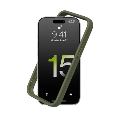 Abbildung von RhinoShield Bumper Case kompatibel mit [iPhone 15] CrashGuard Stoßdämpfende Schutzhülle im schlanken Design 3.5 Meter Fallschutz Camo Grün
