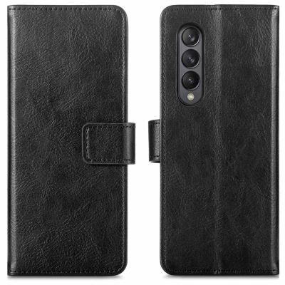 Abbildung von Samsung Galaxy Z Fold3 Hülle Kunstleder iMoshion Klapphülle Handyhülle Schwarz