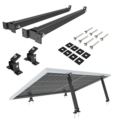 Abbildung von NuaSol Montageset für Balkonkraftwerk 2 Stück Solarmodul Halterung Aufständerung 30 60 individuell verstellbar Inkl. Schrauben &amp; Muttern Set Alu Solarpanel Flachdach Schwarz