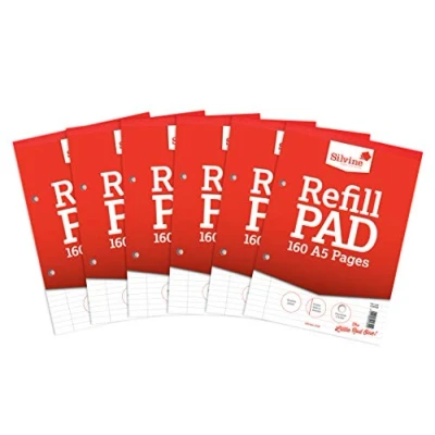 Abbildung von Silvine Refill Pad A5 Punched 2 Hole Head Bound 80 Leaf Ruled Feint and Margin A5RPFM T