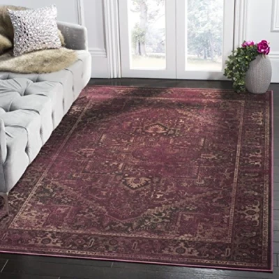Abbildung von SAFAVIEH Traditionell Teppich für Wohnzimmer, Esszimmer, Schlafzimmer Vintage Collection, Kurzer Flor, Himbeere, 160 X 229 cm
