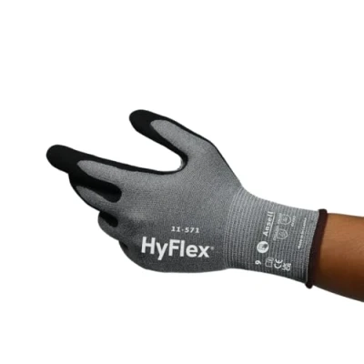 Abbildung von Ansell HyFlex 11 571 Schnittschutz Handschuhe, Atmungsaktive Nitril beschichtung, Höchste Weiterreißfestigkeit, Arbeitshandschuhe Herren Damen, Waschbare, Grau, Größe XL (12 Paar)