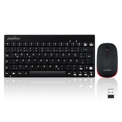 Abbildung von Perixx PERIDUO 712, Kabelloses Mini Tastatur und Maus Set Minigröße mit Nano Receiver 2.4Gh Schwarz Leicht Klein