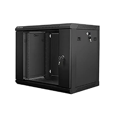 Abbildung von Lanberg 19&#039;&#039; Wall Mounted Installation Cabinet 9U 600x450mm Black (Glass Door)