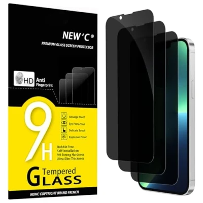 Abbildung von NEW&#039;C 3 Stück, Sichtschutz Panzer Schutz Glas für iPhone 13 Pro Max/iPhone 14 Plus (6,7 Zoll), Verbesserter 28 Grad schutzwinkel, Ultra Haltbare 9H Härte, Blasenfrei