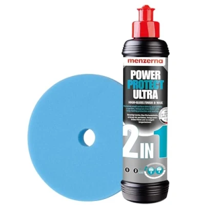 Abbildung von detailmate Menzerna Autopolitur Set: Lackversiegelung Power Protect Ultra 2 in 1, 250 ml mit passendem Polier Pad Wax Foam 150 mm / 6.0&quot;