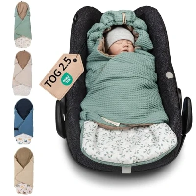 Abbildung von Einschlagdecke für die Babyschale, Floral Grün, TOG Wert 2,5, ULLENBOOM ®, Optimal Frühling, Herbst und Winter, Made in EU