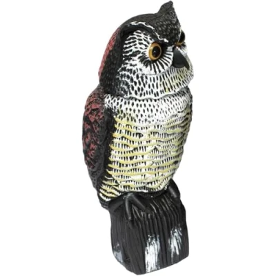 Abbildung von Biotop B2400 Vogelscheuche in der Form Einer Eule, Dreht den Kopf mit Dem Wind, Benötigt Keine Batterien, Braun, 16x16x41 cm