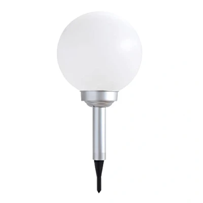 Abbildung von etc shop Solarlampen für Außen Kugel Gartenleuchten Erdspieß Kugelleuchte Solar LED Solarkugel den Garten, weiß Silber, warmweiß, Durchmesser:15 cm