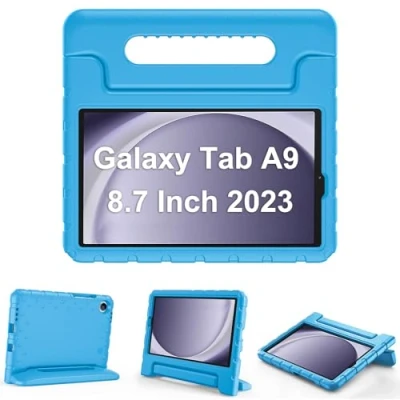 Abbildung von ProCase Kinder Hülle für Galaxy Tab A9 8.7 Zoll 2023 (SM X110) mit Kickstand Stoßfest &amp; Robust Kind Schutzhülle Drehbar Handgriff Standfunktion Blau