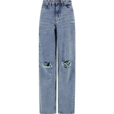 Abbildung von Urban Classics Damen TB6155 Ladies Distressed 90&#039;s Wide Leg Denim Pants Hose, Vintage lightblue Washed, 31