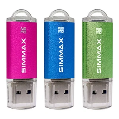 Abbildung von SIMMAX USB Sticks 3 Stück 32GB Flash Laufwerk High Speed 2.0 Speicherstick (32GB Rosa Blau Grün)