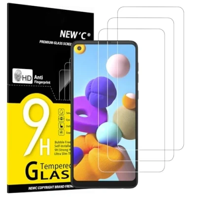 Abbildung von NEW&#039;C 3 Stück, Panzer Schutz Glas für Samsung Galaxy A21, Frei von Kratzern, 9H Härte, HD Displayschutzfolie, 0.33mm Ultra klar, Ultrabeständig