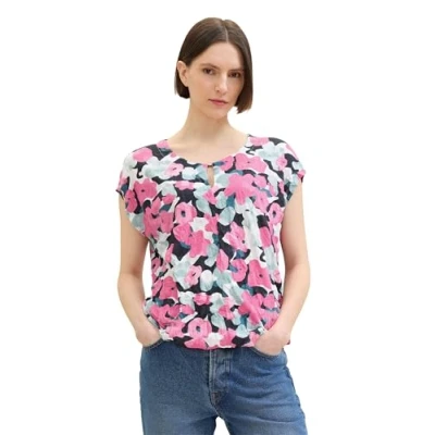 Abbildung von TOM Tailor IN Knitteroptik Tshirt print, Damen, Größe: XS, Pink colorful floral design