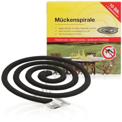 Abbildung von com four® 10x Antimücken Spiralen mit Ständer, die Mückenspirale vertreibt Mücken, Moskitos und andere Insekten auf Balkon, Terrasse, Garten Camping (10 Stück Spirale)