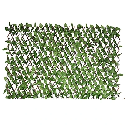 Abbildung von UNUS GARDEN Balkonsichtschutz Rankgitter Weide mit vielen Blättern hellgrün (1 St., Ausziehbar bis 100x200 cm) Sichtschutz Blätterzaun Efeu für Balkon und Terrasse