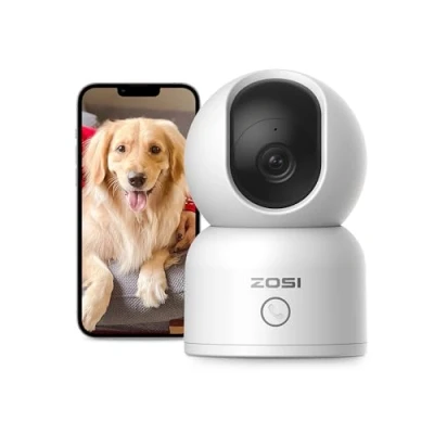 Abbildung von ZOSI 2K WLAN Überwachungskamera Innen, 360 Schwenkbare Kamera Indoor für Baby, 2,4/5Ghz WiFi, KI Personenerkennung, Auto Tracking, One Touch Call, C518