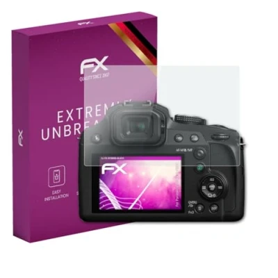 Abbildung von atFoliX Glasfolie kompatibel mit Panasonic Lumix DC FZ82 Panzerfolie, 9H Hybrid Glass FX Schutzpanzer Folie