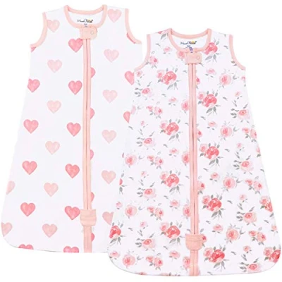 Abbildung von Mama Cheetah Baby Schlafsack, 0,5 Tog, Bio Baumwolle, tragbare Decke mit Zwei Wege Reißverschluss, Wickelübergang, Schlafsack für Neugeborene, Kleinkinder, Jungen, Mädchen, 0 3 Monate