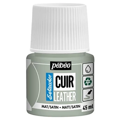 Abbildung von Pébéo Setacolor Leder Acrylfarbe für und Kunstleder Personalisierung von Taschen, Schuhen, Sneakern kratz , knick scheuerfest matter/seidenmatter Finish Salbeigrün 45 ml