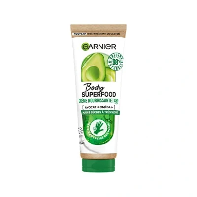 Abbildung von GARNIER Body Superfood pflegende Handcreme Feuchtigkeit 48 Stunden Avocadoöl &amp; Omega 6 98% natürlichen Ursprungs Vegan Cruelty Free trockene bis sehr Hände 75 ml