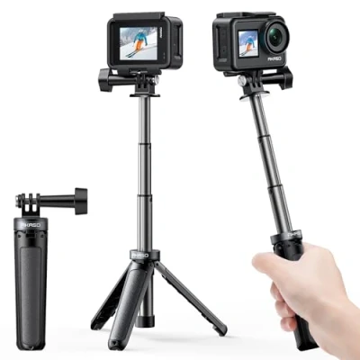 Abbildung von AKASO Mini Stativ,Selfie Stick Stativzubehör Kompatibel mit Action Cam/GoPro Hero12/11/10/9/8/7/Max/DJI Osmo Kamera