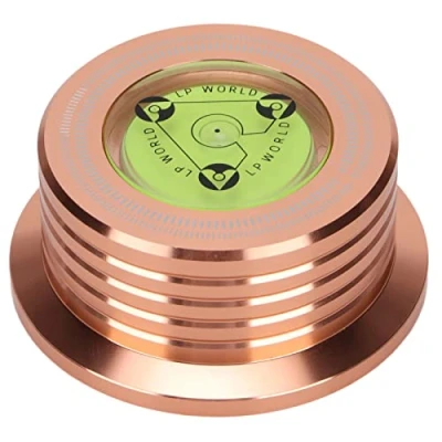 Abbildung von Schallplattenstabilisator,Schallplattengewichtsstabilisator Aluminium Plattenspieler Disc Klemme mit Blasennivellierung für LP