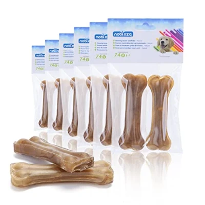 Abbildung von Nobleza Hunde Kauknochen 10CM x 12 Stück, 100% natürliche rinderhautknochen und hundeknochen für kleine Hunde, Dog Bones proteinreiche