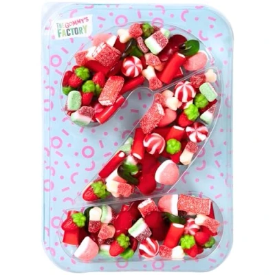 Abbildung von Gommy&#039;s Factory Geburtstag Süßigkeiten Box Nº2 Weingummi Kuchen Kindergeburtstag Lecker und Perfekt Für Jede Feier Birthday Cake Party Number 500g Candy