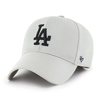 Abbildung von &#039;47 MLB Los Angeles Dodgers MVP Unisex Baseballkappe, Verstellbar, Hochwertiges Design und Verarbeitung, Black Logo, Light Grey