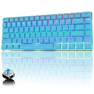 Abbildung von CROSS ZEBRA Mechanische Tastatur, 82 Tasten Anti Ghosting Kompakte Ergonomische USB Kabelgebundene Computer Gaming Regenbogen LED Hintergrundbeleuchtung Blaue Schalter, Blau