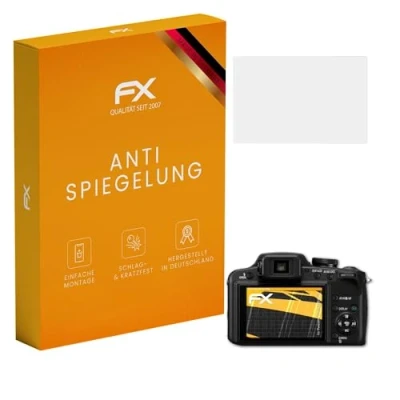 Abbildung von atFoliX Panzerfolie kompatibel mit Panasonic Lumix DMC FZ45 Schutzfolie, entspiegelnde und stoßdämpfende FX Folie (3X)