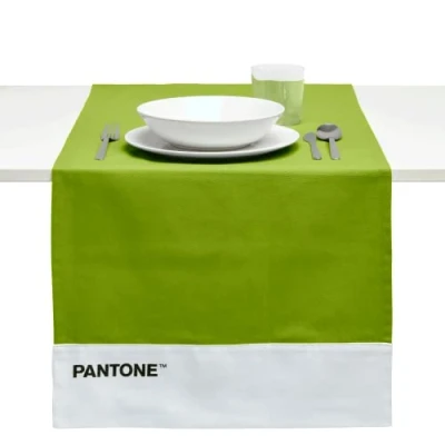 Abbildung von Pantone™ Moderner Tischläufer, 100 % Baumwolle, 220 g, weiche und strapazierfähige Tischdecke, ideal für Küchenzubehör Tischsets aus Stoff, 45 x 145 cm, Hellgrün