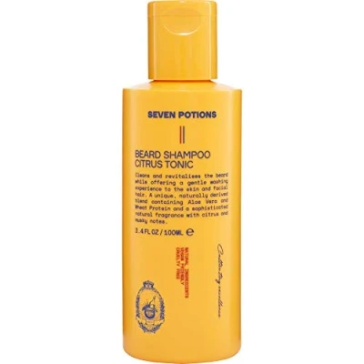 Abbildung von Seven Potions Bart Shampoo für Männer Sanfte, reinigende Bartreinigung einen sauberen ohne Juckreiz natürlich, vegan, Tierversuche Citrus Tonic (100 ml)