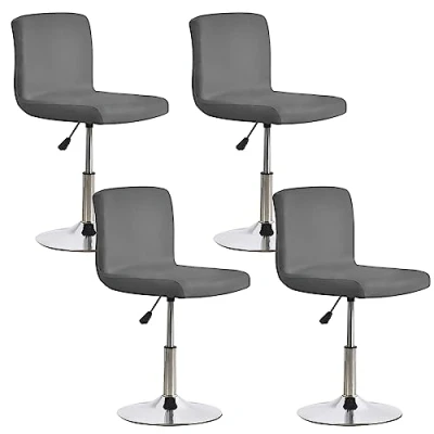 Abbildung von Minicloss Bar Stool Slipcovers with Backrest Cover,Stretch Chair Removable Covers for Short Swivel Dining (No Chairs) (dunkelgrau, 4pcs)