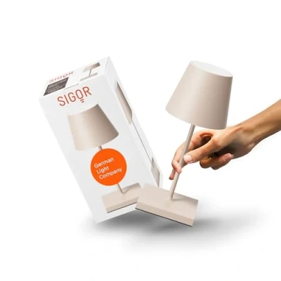 Abbildung von Sigor LED Tischleuchte Akku NUINDIE USB C Mini 250 mm Dünenbeige, fest Integriert
