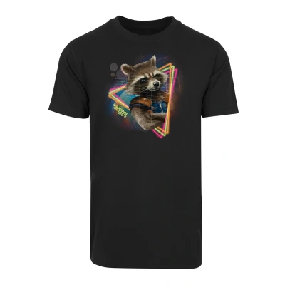 Abbildung von F4NT4STIC Marvel Guardians OF THE Galaxy NEON Rocket Premium Superhelden Tshirt print, Herren, Größe: 3XL, Black