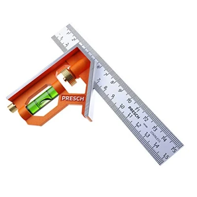 Abbildung von Presch Kombinationswinkel 150mm Präziser, handlicher Universalwinkel aus Metall mit Linealanschlag und Anreisswerkzeug Combination Square Profi Messwerkzeug