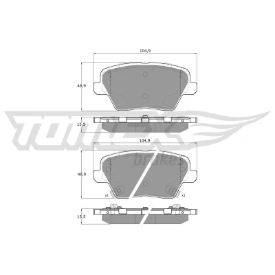 Abbildung von TOMEX brakes TX 19 62 Bremsbelagsatz Hinterachse mit akustischer Verschleißwarnung Zubehör HYUNDAI: i30 III Schrägheck, Kombi