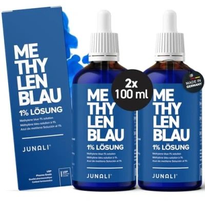 Abbildung von JUNALI® Methylenblau Lösung 1% USP Pharma Qualität, 100 ml Lösung, ohne Schwermetalle, laborgeprüfte Qualität made in Germany