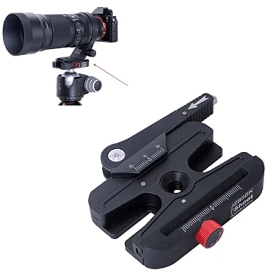 Abbildung von iShoot Langer Hebel Schnellverriegelter Klemmadapter Schnellwechselplatte Konverter Feinabstimmung durch Knauf, kompatibel mit Manfrotto 200PL Platte &amp; Arca Swiss Fit Kameraplatte Stativ Kugelkopf