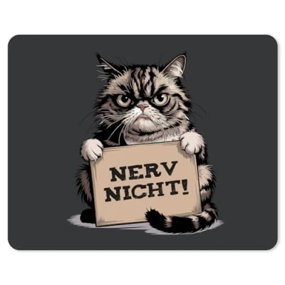 Abbildung von younikat Mauspad mit Büro Spruch Nerv Nicht Motiv Katze I 24 x 19 cm Mousepad in Standard Größe rutschfest lustig Grumpy dv_1527