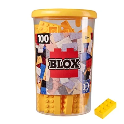 Abbildung von Simba 104118898 Blox, 100 gelbe Bausteine für Kinder ab 3 Jahren, 8er Steine, inklusive Dose, hohe Qualität, vollkompatibel mit vielen anderen Herstellern, Gelb