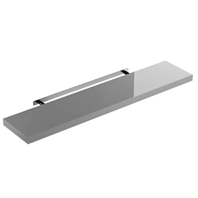 Abbildung von Casaria® Wandregal Grau mit Halterung 50 110cm Schwebend 15kg Belastbarkeit Küche Büro Bad Flur Schweberegal Regal Regalbrett Hängeregal Hochglanz 50cm
