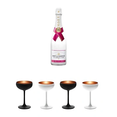 Abbildung von Moet Chandon Imperial Ice ROSE Champagner 0,75 Liter + Champagnerschale Stölzle 4 Gäser
