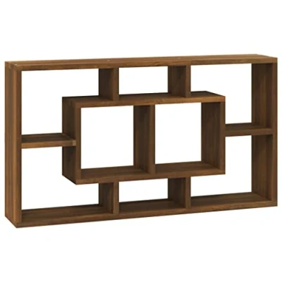 Abbildung von vidaXL Wandregal mit 8 Fächern Bücherregal Hängeregal Wandboard Regal Schweberegal Wohnzimmerregal Wandablage Ausstellungsregal Braun Eichen Optik
